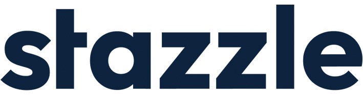 Logo of stazzle: Dark blue lowercase wordmark on a white background.